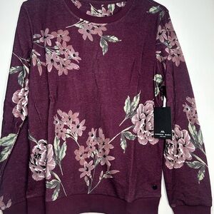 Andrew Marc Burgundy Floral Sweatshirt